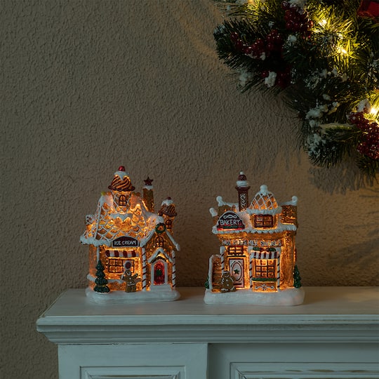 Glitzhome® Light-Up Christmas Gingerbread House Table Décor Set
